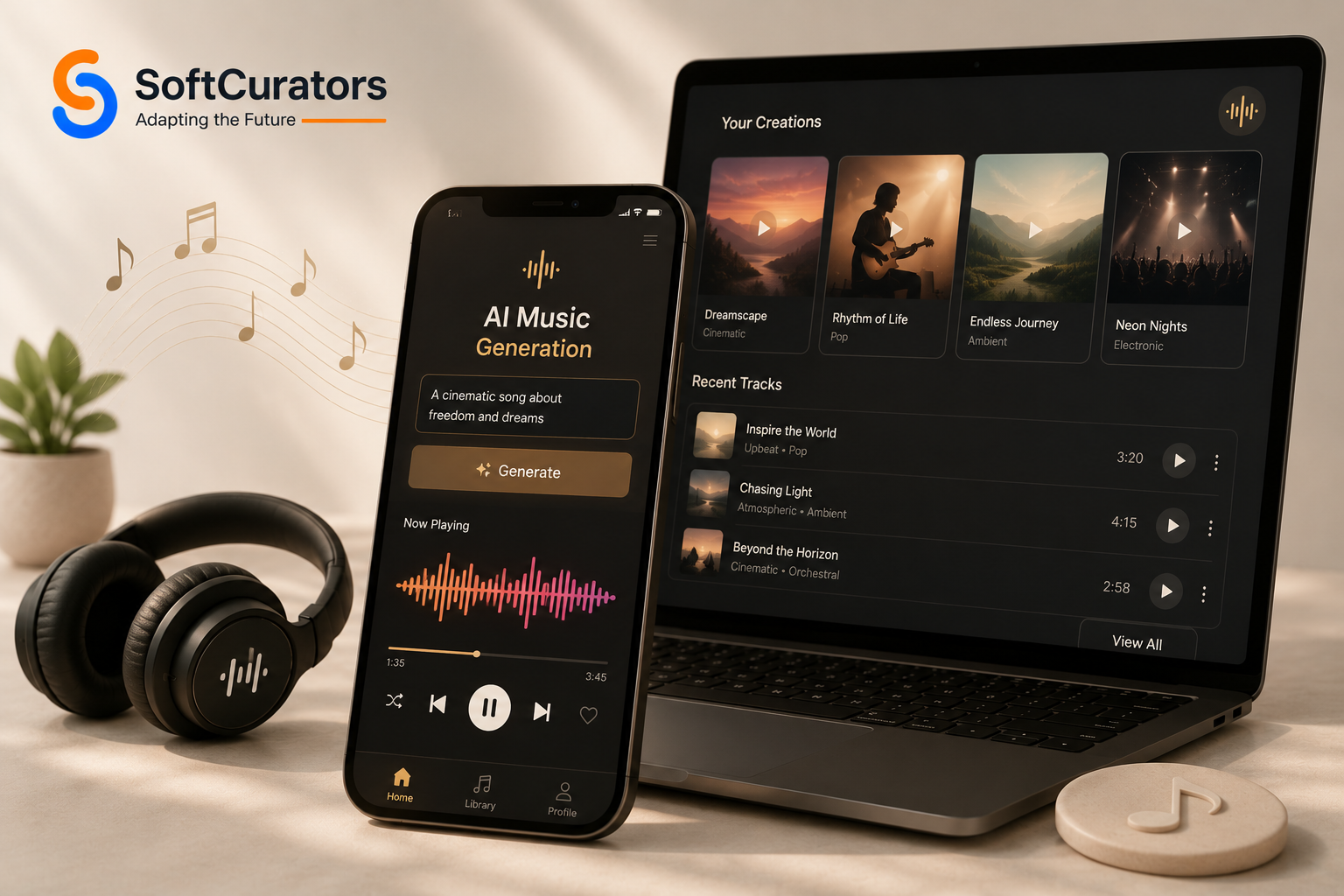 AI music generation app development like Suno AI complete guide by Softcurators