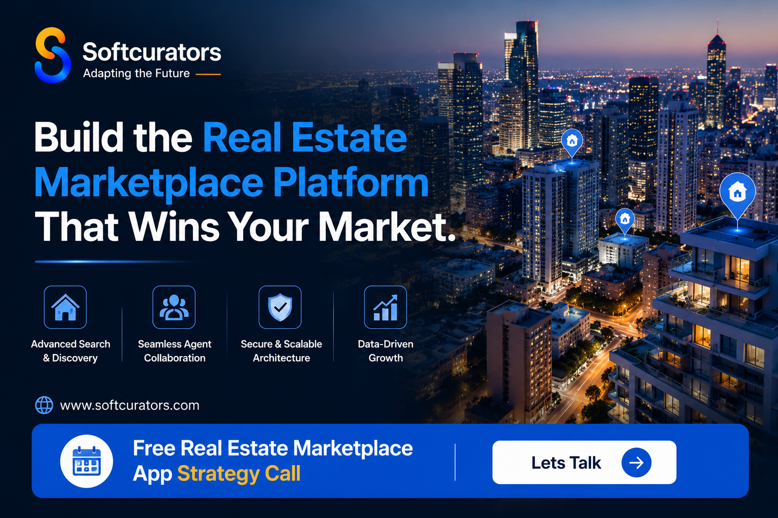 contact Softcurators real estate marketplace app development consultation free strategy call