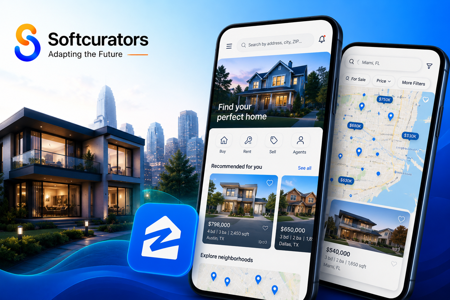 how to build a real estate app like Zillow complete guide Softcurators