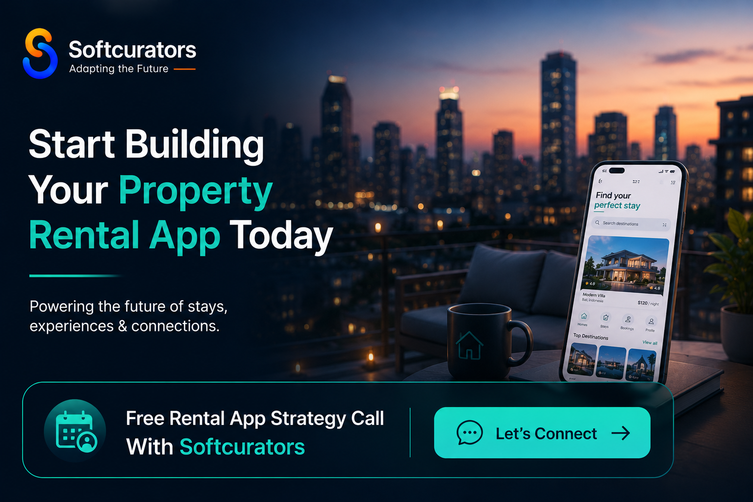 Softcurators property rental app development contact banner