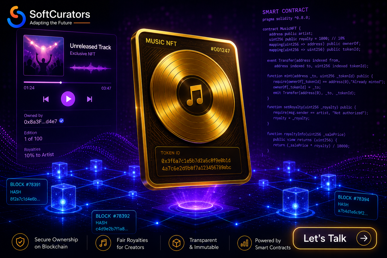 Web3 blockchain music streaming monetization NFT tokens and smart contract royalties