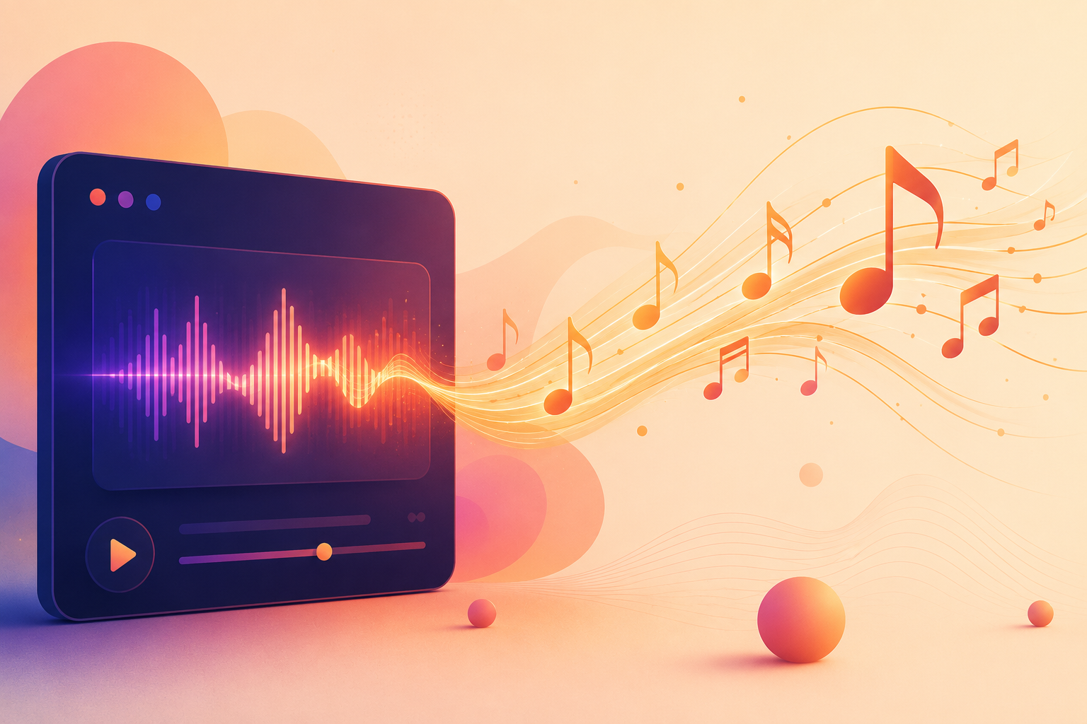 Illustration representing generative AI music creation within a streaming platform