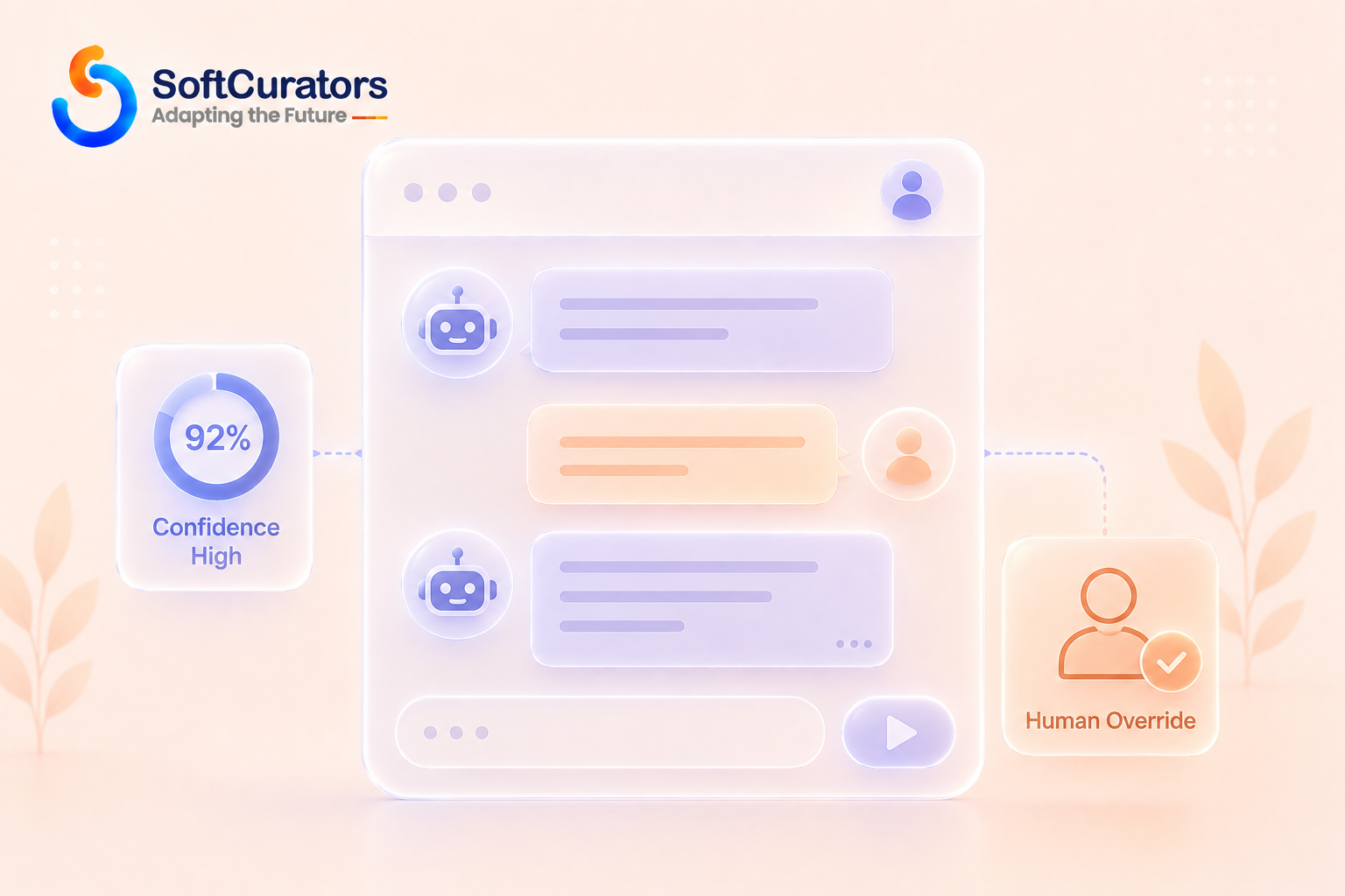 Illustration representing confidence signaling and human oversight in an AI feature