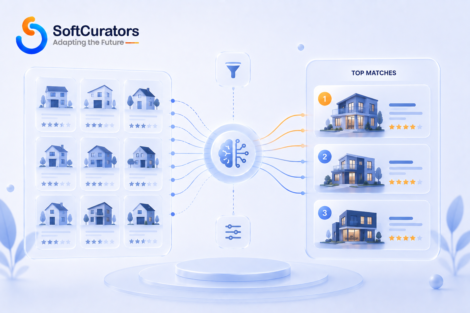 Diagram illustrating how AI ranks and personalizes property recommendations