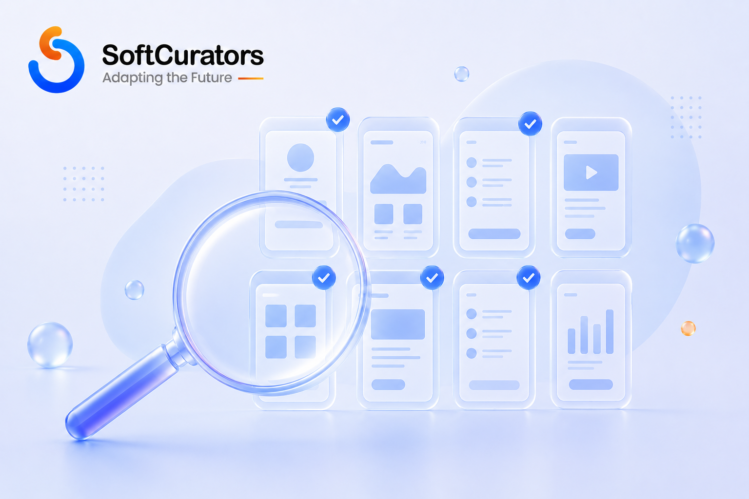 Illustration representing quality assurance and testing across an app development project