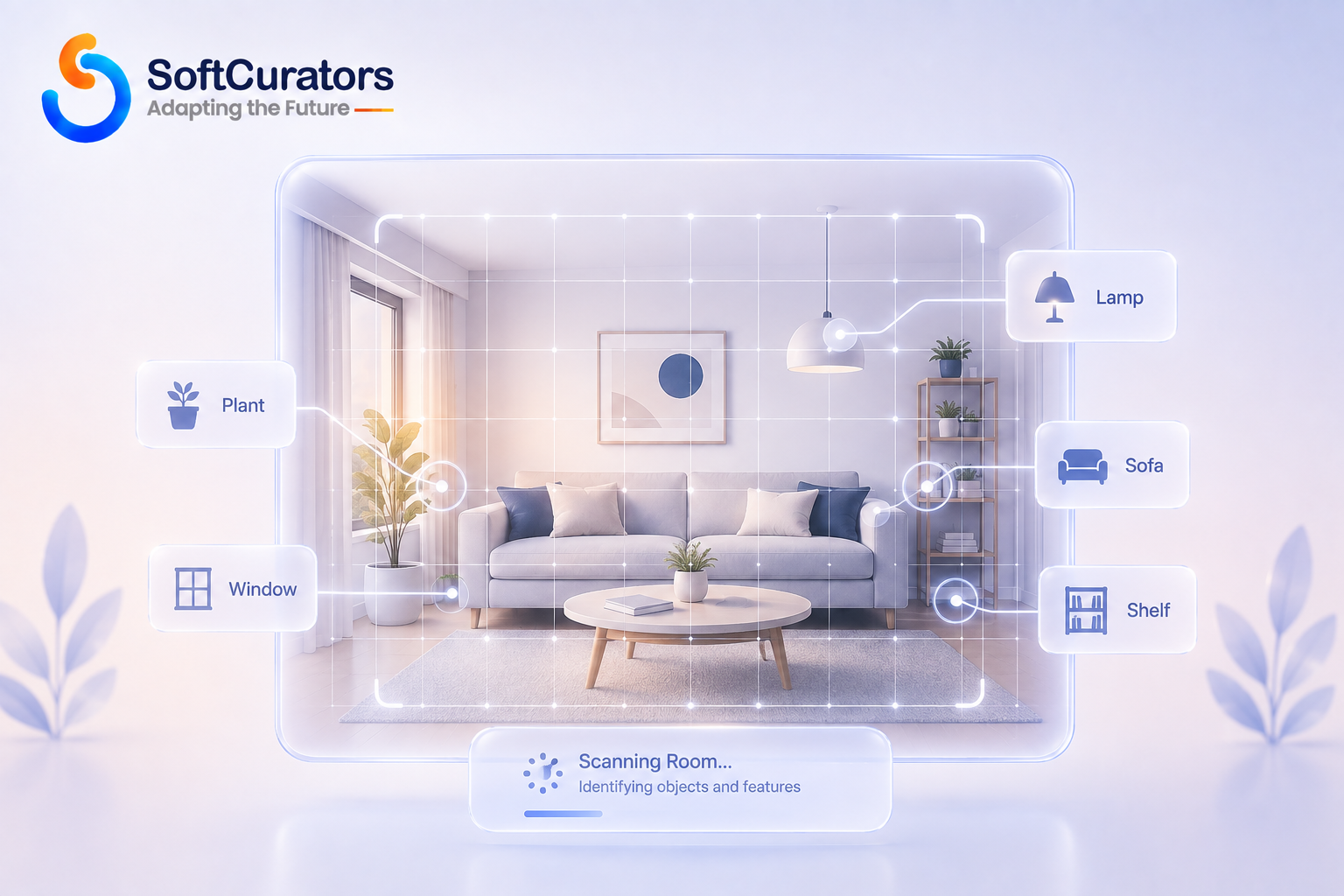Illustration representing computer vision analyzing a real estate listing photo