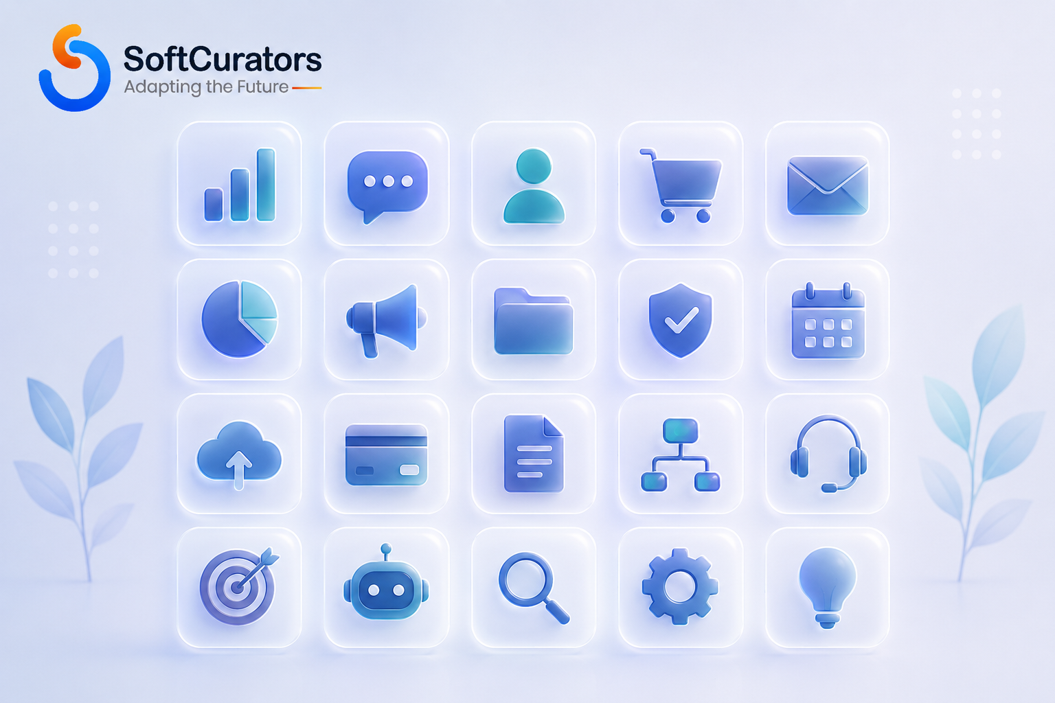 Illustration representing a curated grid of AI tools for business.