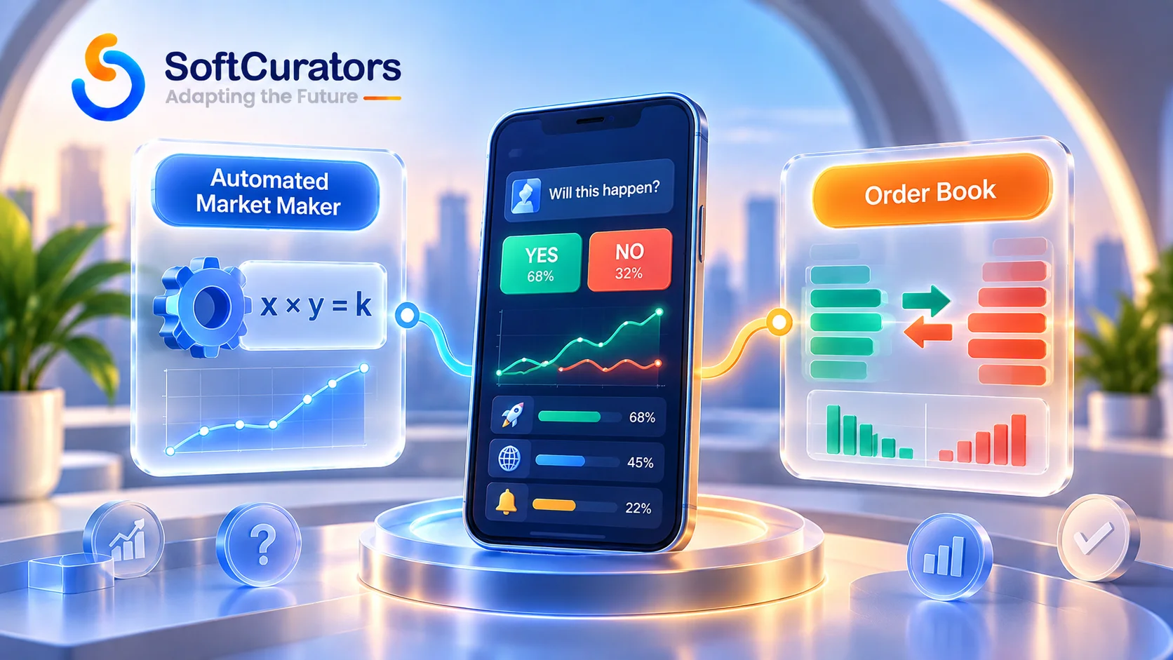 Comparison illustration of automated market maker versus order book mechanisms