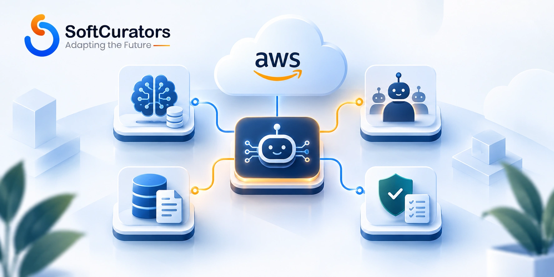 Illustration of AWS Bedrock's four core building blocks for enterprise AI agents