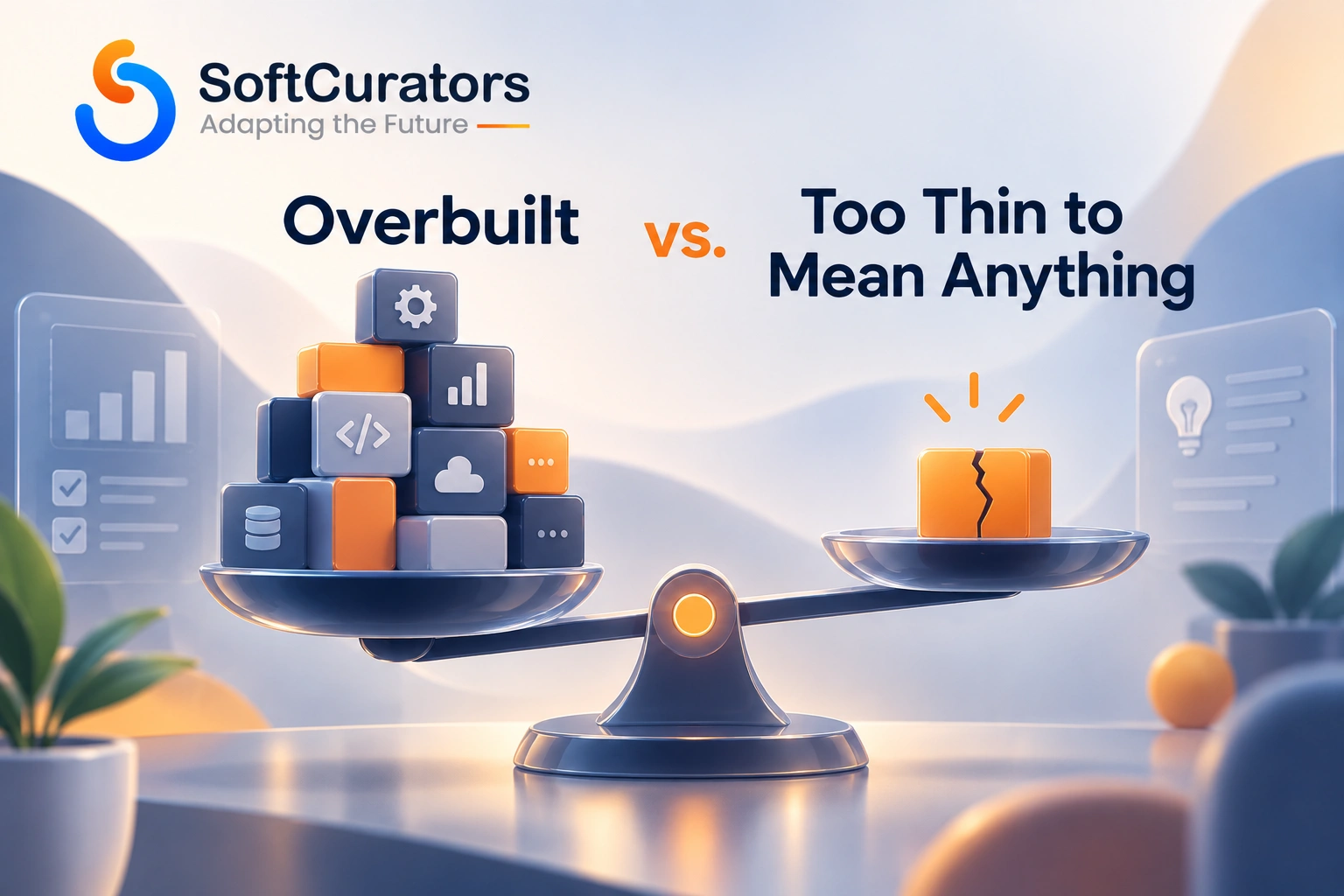 Illustration representing the two-sided risk of overbuilding an MVP or cutting scope until the test becomes meaningless
