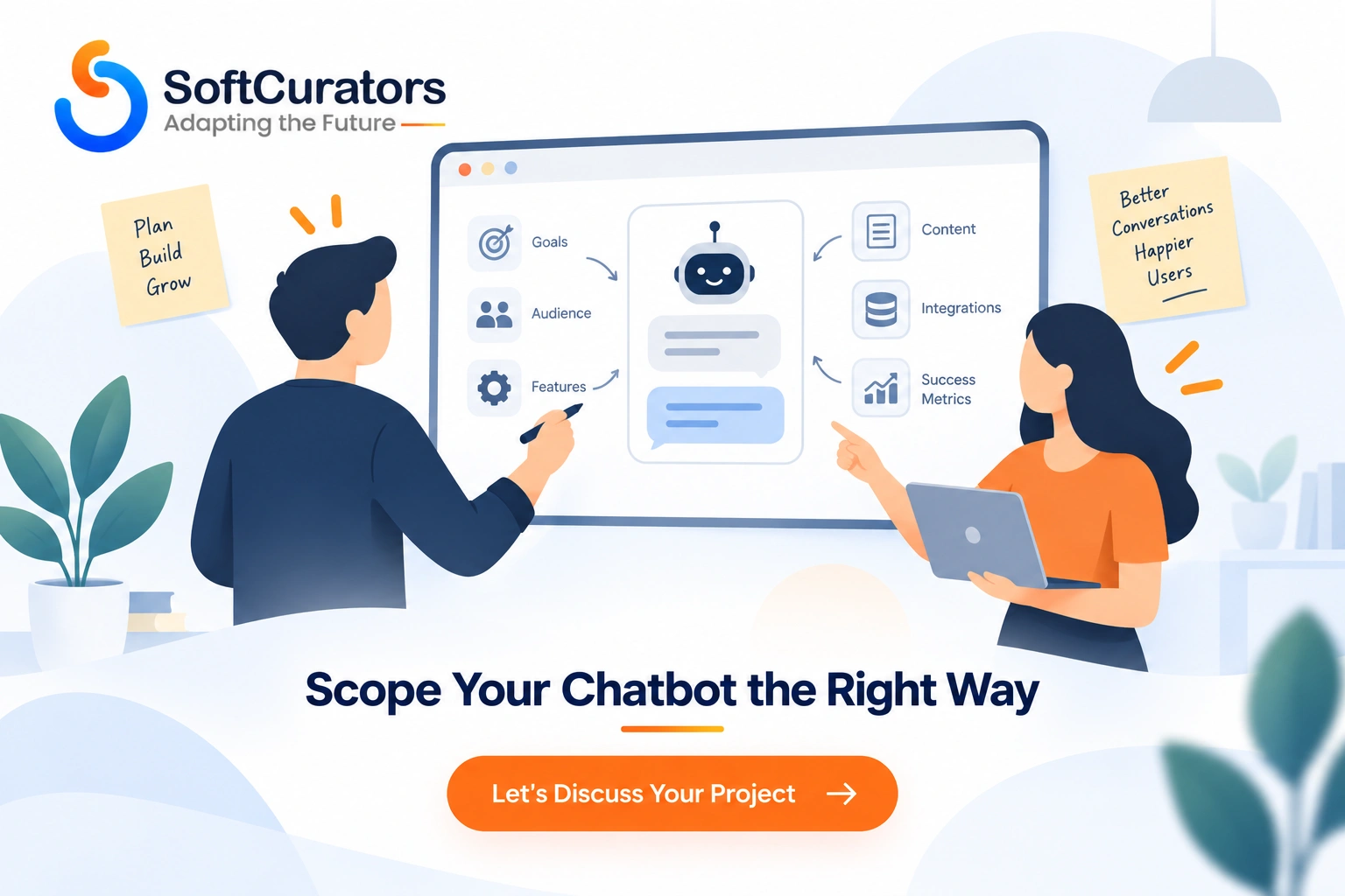 Illustration of an MVP planning session for scoping an AI chatbot project.