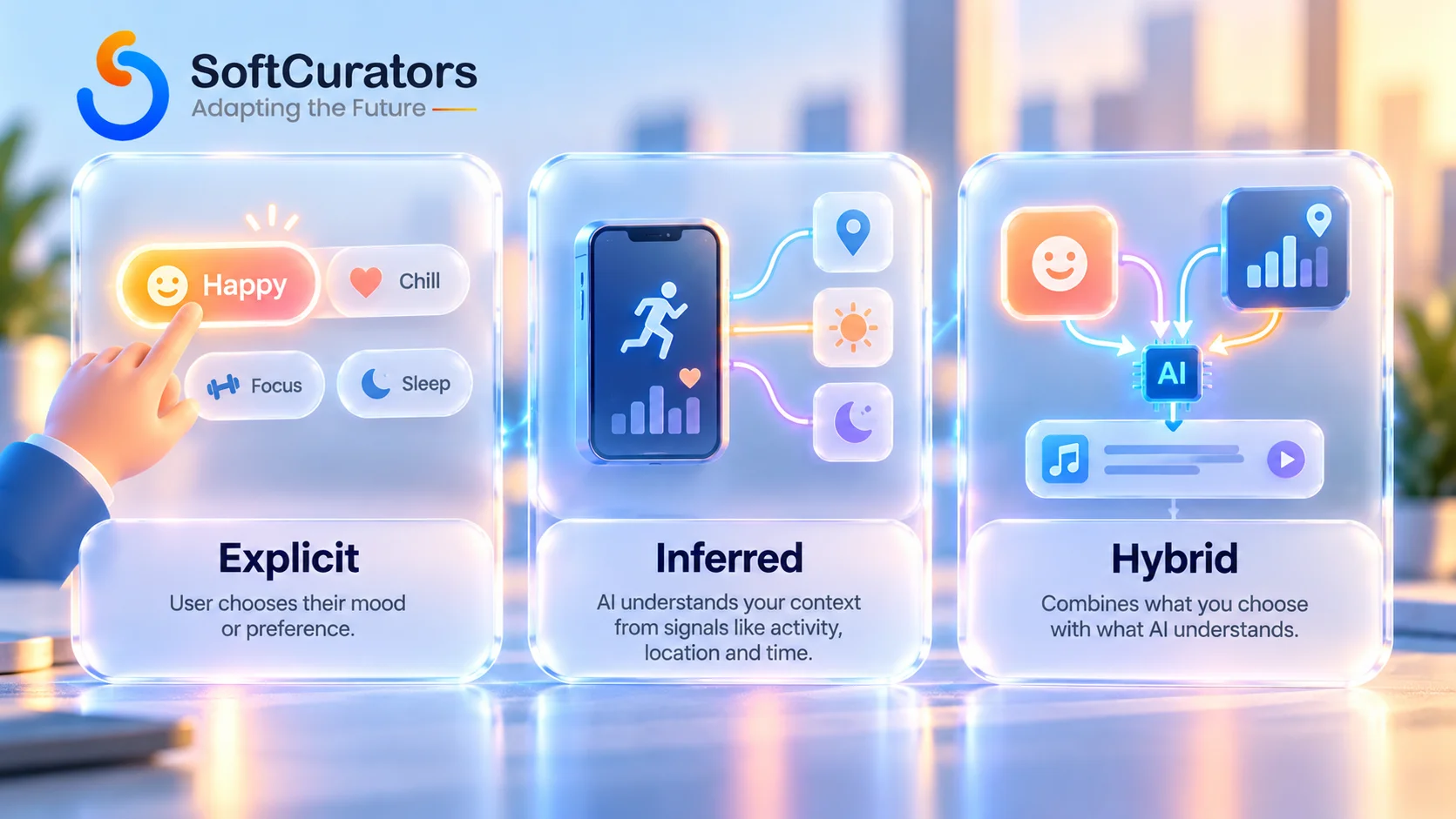 Comparison of explicit, inferred and hybrid mood input in a music app