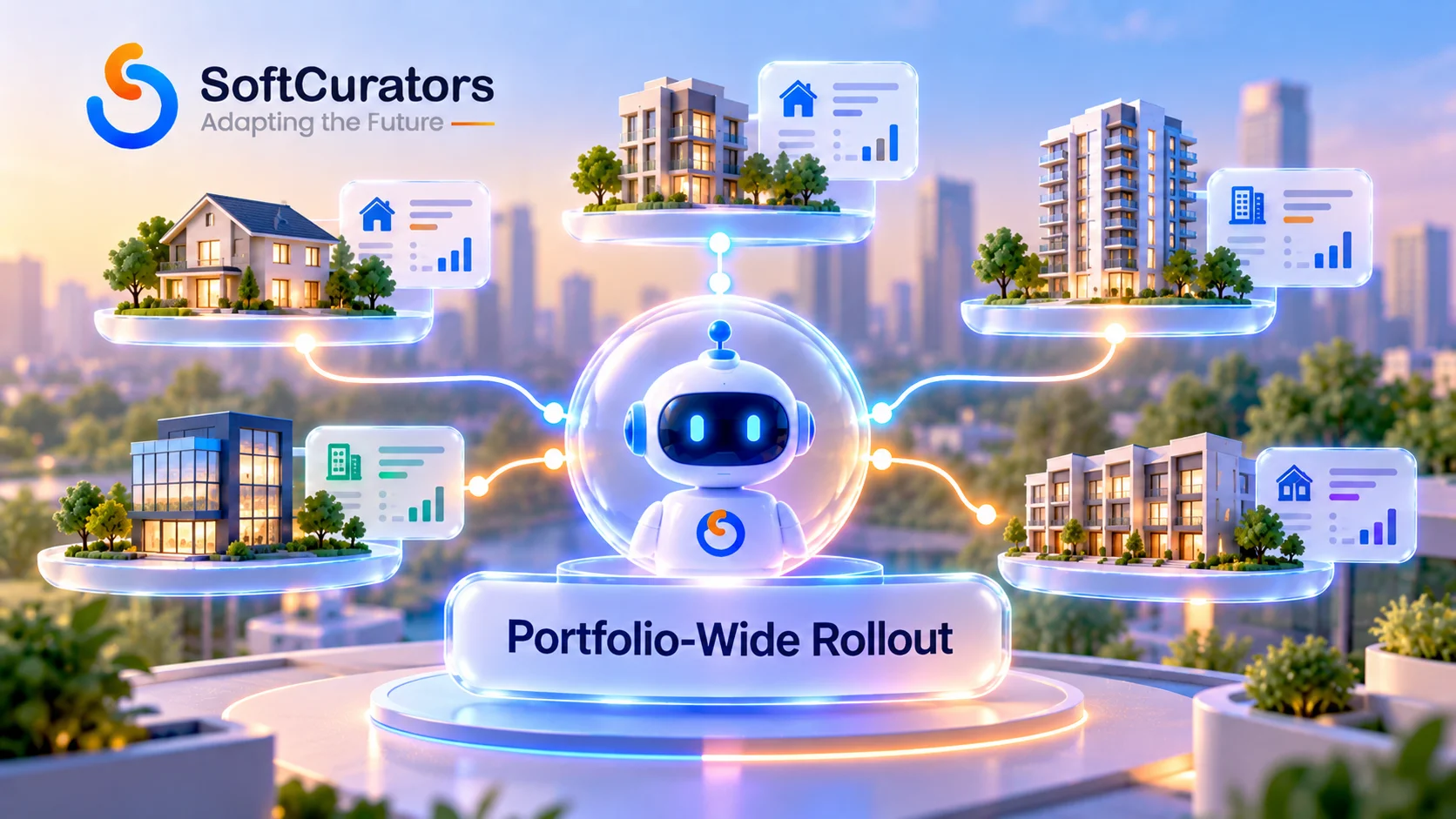 Illustration representing agentic AI deployment across a multi-property portfolio