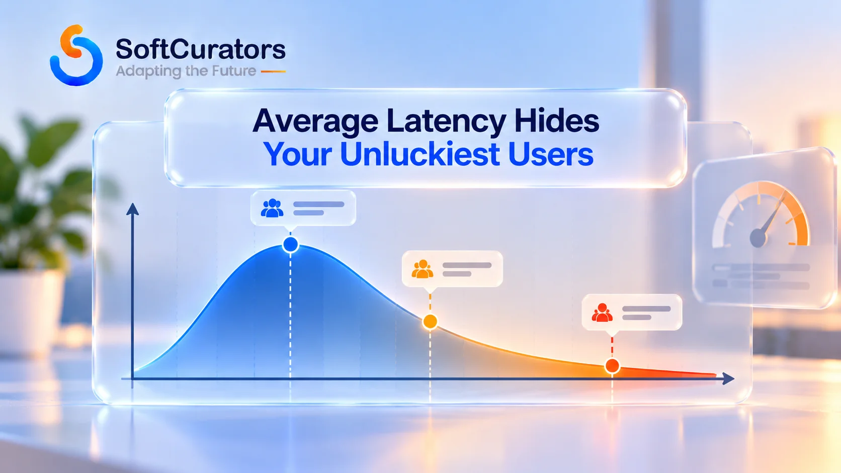 Illustration of a latency distribution curve showing how tail latency differs from average latency